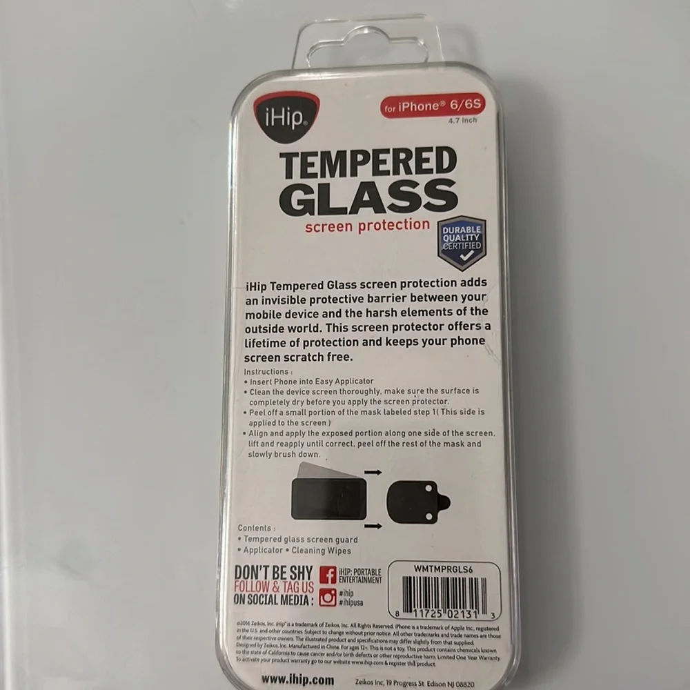 🆓FREE with purchase! iHip Tempered Glass Screen Protector NWT